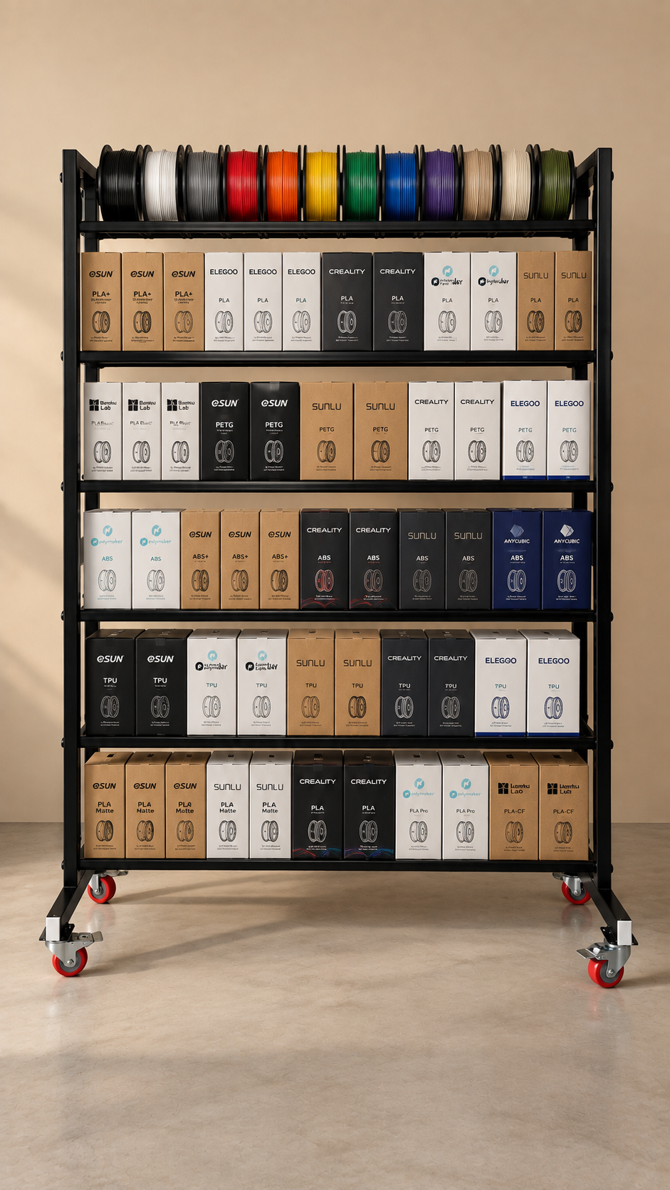 3D Filament Storage Rack – 5 & 6 Shelf Organizer