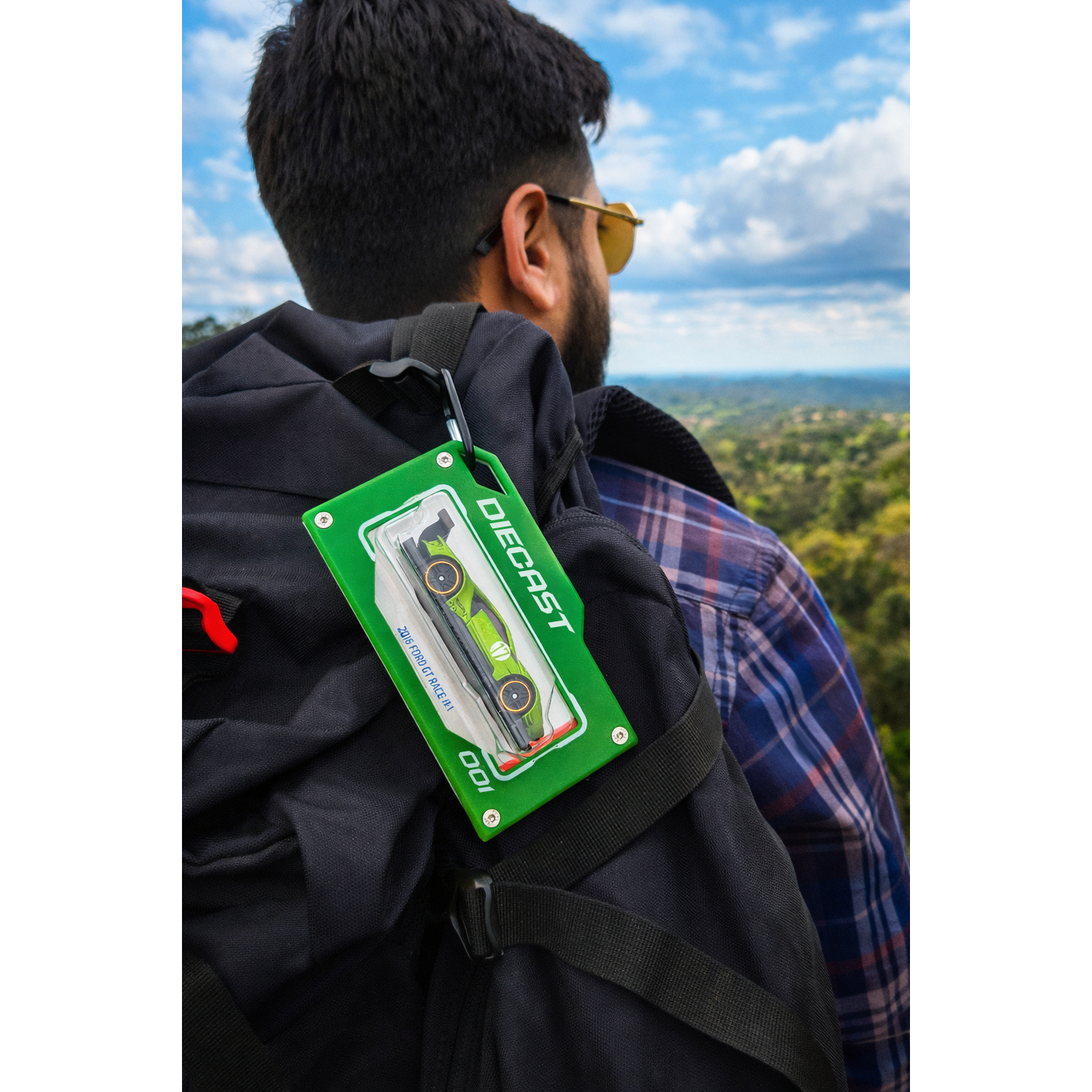 diecast green bag tag in mountain