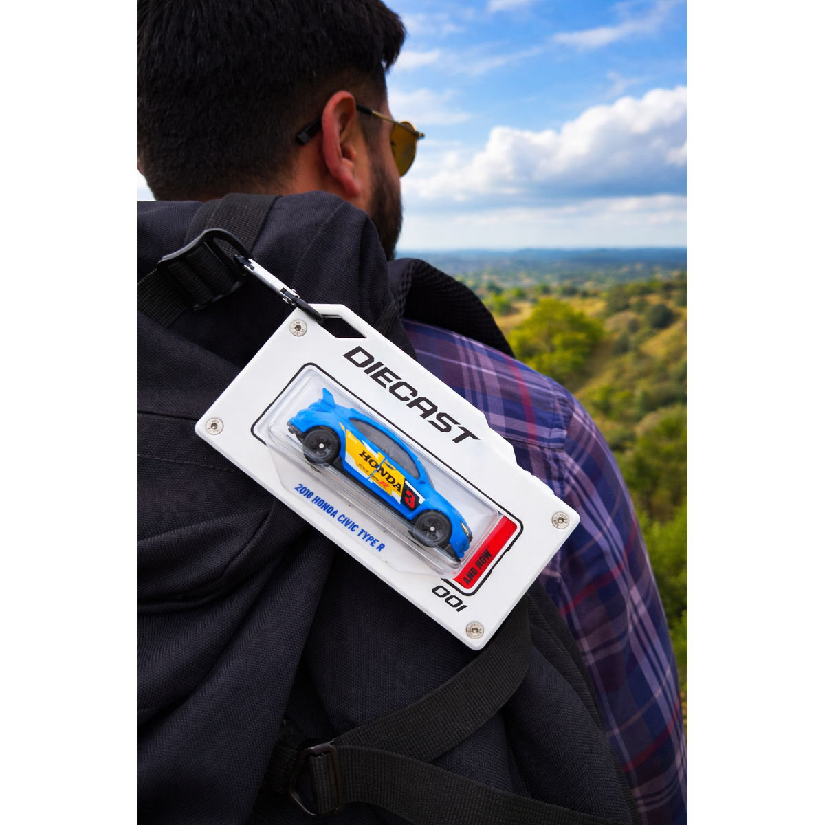 white bag tag in mountain