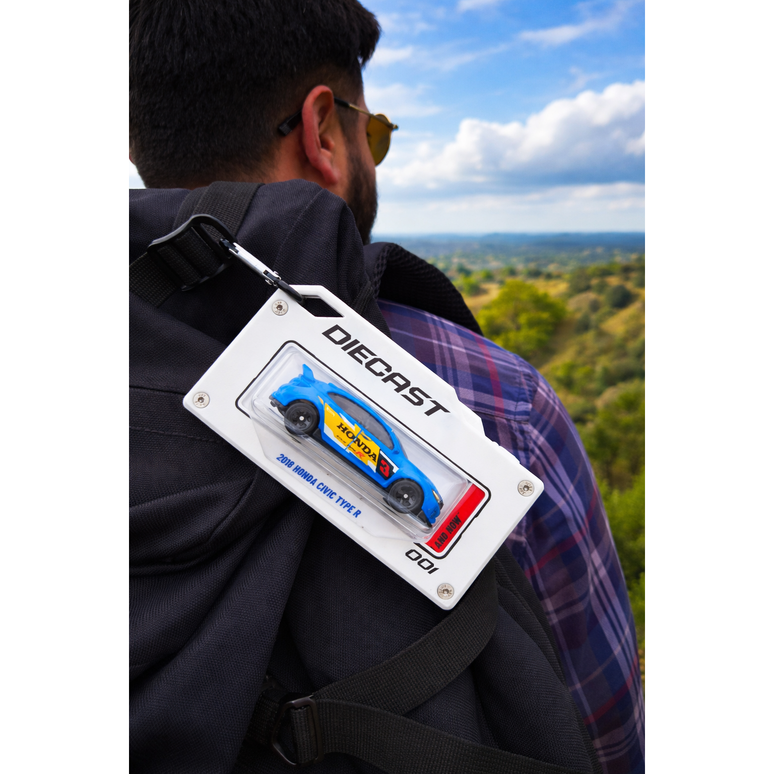 white bag tag in mountain